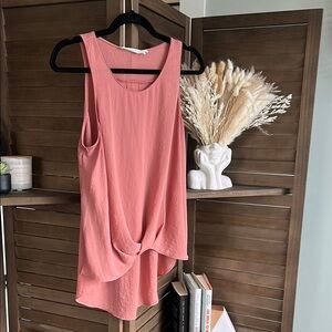 Astr Pink Sleeveless Asymmetrical Tie Front Tank Top